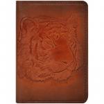 Обложка для паспорта Кожевенная мануфактура Тигр, светло-коричневый, в деревянной упаковке, Оblhm_11116