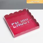 Коробка для кондитерских изделий голография с PVC крышкой «Enjoy», 18 × 18 × 3 см