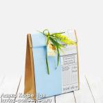 крафт-пакет для подарка декорированный бумагой, лентой, лавандой №18, размер 42*31*10 см.