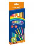 Цветные трехгранные карандаши RAINBOW двусторонние 12цв*2 +точилка, картон