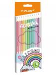 Цветные карандаши пастельные Rainbow Pastel, трехгранные, набор 12 цветов + точилка