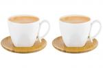 Чашка для капучино и кофе латте 200 мл 11*7,5*7 см "Белая метелица" + дерев. подставка (2 шт.)