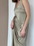 Платье-комбинация из шёлка оливковое