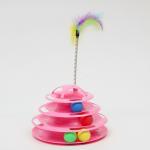 Игровой комплекс для кошек с 4 с шариками и дразнилкой-перьями на пружине