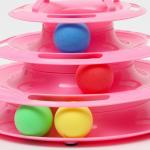 Игровой комплекс для кошек с 4 с шариками и дразнилкой-перьями на пружине