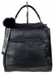 Компактная сумка-рюкзак из искусственной кожи, цвет черный