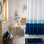 Занавеска (штора) Maritime для ванной комнаты тканевая 180х200 см., цвет белый, голубой и синий