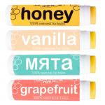 Набор бальзамов для губ "Vanilla, медовый, мята, грейпфрут"