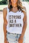 Белая майка с леопардовой надписью: Strong As A Mother