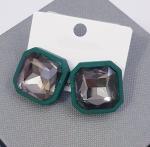 Серьги-гвоздики "Геометрические", зеленые, 526070, арт.606.366