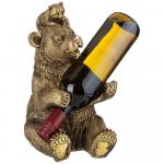 169-367 подставка под бутылку "медведь с енотом" высота 30 см цвет: бронза с позолотой