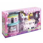 *Nily Baby Игровой набор "Дом с каретой" (2 этажа, 18,5х24,5 см, куклы 8,5 см, карета, лошадь, мебель)