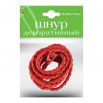 ШНУР ДЕКОРАТИВНЫЙ ИЗ ЭКОКОЖИ ПЛЕТЕНЫЙ КРУГЛЫЙ, ? 5 ММ, 1,5 М, КРАСНЫЙ