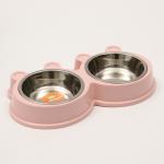 Миска металлическая двойная на пластиковой основе