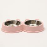 Миска металлическая двойная на пластиковой основе