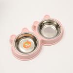 Миска металлическая двойная на пластиковой основе