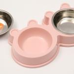 Миска металлическая двойная на пластиковой основе