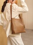 Женская сумка-трапеция из натуральной кожи, цвет коричневый