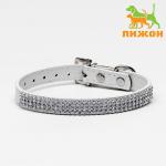 Ошейник со стразами в 4 ряда и стразы на пряжке