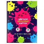 Цветной картон неоновый арт. 60400 КОТОКЛЯКСЫ /А4, папка с клапанами, 8 л, обложка - полноцветная печать, мелованный картон 210 г/м?,