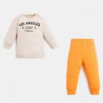 Комплект: джемпер и брюки Крошка Я "NY", рост 80-86 см, цвет бежевый/оранжевый