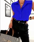 Блузка с карманом короткий рукав синяя A116
