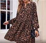 Леопардовое платье верх на пуговках коричневое O114