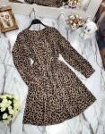 Леопардовое платье верх на пуговках коричневое O114