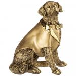 169-423 фигурка декоративная "пес в пиджаке с бабочкой" высота 28 см цвет: бронза с позолотой