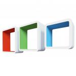 QWERTY Комплект полок Амстердам цвет белый/оранжевый/зелёный/голубой, 27х27х10 см  23х23х10 см  19х19х10 см  толщина 1,5 см  /1