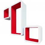 QWERTY Комплект полок Рио цвет белый/красный, 42,5х21х10 см  17х17х10 см  17х17х10 см  толщина 1,8 см  /1