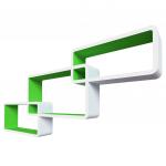 QWERTY Комплект полок Нью-Йорк цвет белый/зелёный, 44х24х10 см  40х20х10 см  36х16х10 см  толщина 1,5 см  /1