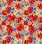 Бумага крафт Маки и ромашки арт.44728 (для сувенирной продукции в листах размером 100х70 см, немелованная, с полноцветным декоративным рисунком, плотн