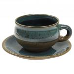 "Блю чиз" Чашка чайная из каменной керамики 230мл, д9 см, h6,5 см, с блюдцем д14,7 см (Россия)