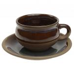 "Брауни" Чашка чайная из каменной керамики 230мл, д9 см, h6,5 см, с блюдцем д14,7 см (Россия)