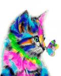 - Картина по номерам 40х50 GX 31326 Радужный котенок с бабочкой