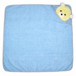 Детское полотенце с капюшоном, махровое "Мишка" (голубой)