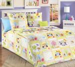 Комплект постельного белья 1,5-спальный, бязь "Люкс", детская расцветка (Дорис, зеленый)