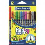 Набор капиллярных ручек Centropen Happy Liner 12 цв., 0,3 мм, европодвес, 2 2521 1202