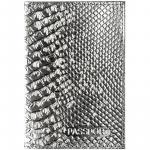 Обложка для паспорта OfficeSpace Питон, кожа, тиснение, серебряный металлик, 339850