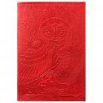 Обложка для паспорта OfficeSpace Сова, кожа, тиснение, красная, 339852