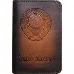 Обложка для паспорта Кожевенная мануфактура, Руссо Туристо, нат. кожа, коричневая, в деревянной упаковке, Оbl_11126