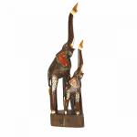 Сувенир из дерева Слоны 54м-15см на подставке - символ удачи и процветания дерево албезия и мозайка