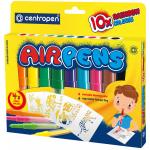 Фломастеры воздушные Centropen "AirPens Rainbow", 10цв.+4 трафарета, картон. упак.