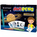 Фломастеры воздушные Centropen "AirPens Metallic", 08цв.+8 трафаретов, картон. упак.