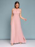 Платье длины макси пудренно-розовое с открытой спинкой