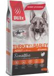 Blitz корм для собак всех пород Индейка и ячмень 2кг Sensitive Adult All Breeds Turkey&Barley Блиц