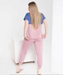 Костюм Size Plus футболка и брюки синяя вставка розовый M29