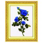Набор ДТ Вышивание лентами Синие розы 28*38 см C-0291