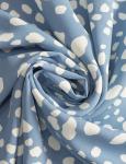 Дубайский шелк принт "Пятнышки", голубой+белый